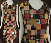 Vintage Peck & Peck Fifth Ave NY Imported India Madras Patchwork Shift Dress
