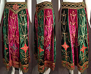 Vintage Indian Purple & Green Gold Embroidered Velvet Patchwork Maxi Skirt
