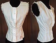 Victorian Lolita Lingerie White Cotton Lace Trim Camisole Corset Cover Top