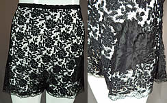 Vintage Eve's Leaves by Chevette Lingerie Black Lace Fig Leaf Applique Tap Panties



