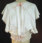 Edwardian White Linen Pastel Embroidered Crochet Lace Combing Bed Jacket 
