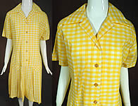 Vintage Country Bird Yellow & White Cotton Check Gingham Dress NWT Size 20
