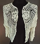 Victorian Handmade Bobbin Tape Lace Net White Bolero Jacket Shrug Top

