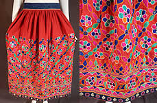 Vintage Afghanistan Ahir Banjara India Ghagra Kutch Mirrorwork Embroidery Skirt
