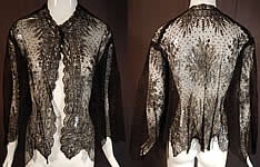 Victorian Antique Black Chantilly Lace Shawl Wide Pagoda Sleeve Jacket
