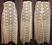 Vintage Yin Yang Spiral Floral Vine Leaf Cream Tambour Embroidery Net Lace Skirt 
