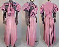 Victorian Red Blue Violet Velvet Wool Mutton Sleeve Bodice Skirt Gown
