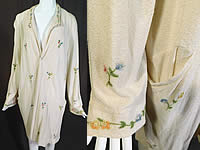 Vintage Slender Knit Sportswear NY 1920s Floral Embroidered Cardigan Sweater
