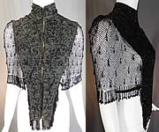Victorian Black Silk Jet Beaded Fringe Mesh Mantle Dolman Pelerine Cloak Cape
Skirt Dress Gown


