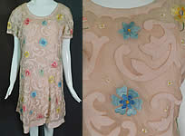 1960s Vintage Samuel Winston by Roxane Pink Pastel Floral Embroidered Mini Dress