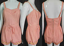 Vintage Styled by Lee Swimplay Suits Gingham Cotton Romper Playsuit Swimsuit 
