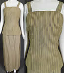 Vintage Mr. John I. Magnin & Co. Striped Seersucker Maxi Dress Skirt Top Set
