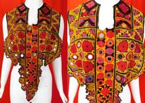 Vintage Indian Gujarati Kutch Work Ethnic Embroidered Mirror Boho Bib Top Trim
