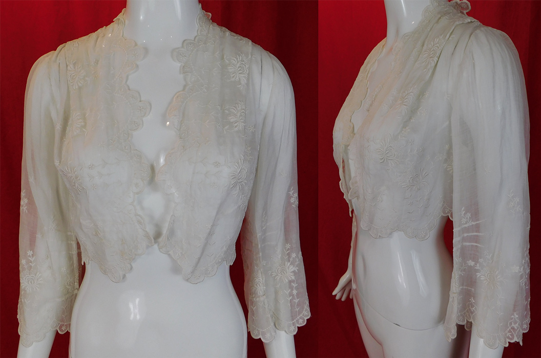 white cotton bolero jacket