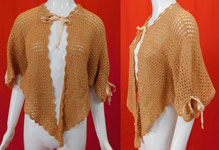 Edwardian Pink Hand Knit Crochet Wool Ribbon Morning Robe Bed Jacket Cape
