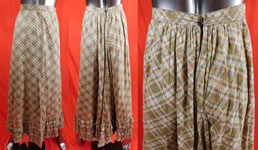 Victorian Prairie Girl Brown Houndstooth Check Print Cotton Petticoat Skirt Vtg

