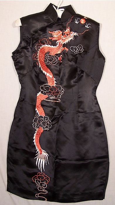 Chinese Cheongsam Silk Embroidered Dragon Dress   