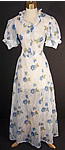 Organdy Blue Floral Rose Print Garden Dress