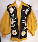 Mexican Embroidered Wool Vest & Gold Blouse  