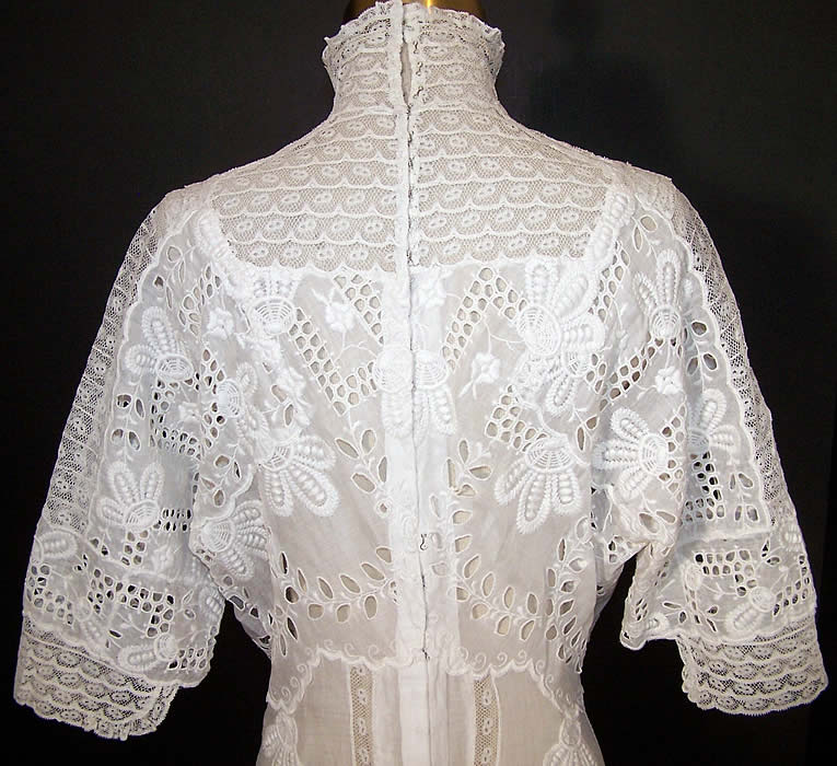 Edwardian White Eyelet Batiste Lawn Lace Wedding Dress 