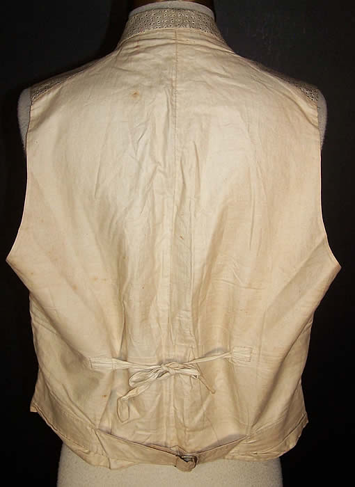 Victorian Gentlemen's Silver Brocade Waistcoat Vest back view