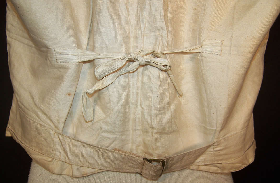 Victorian Gentlemen's Silver Brocade Waistcoat Vest Back Close up.