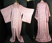 Vintage Japanese Geisha Silk Screen Pink Butterfly Kimono