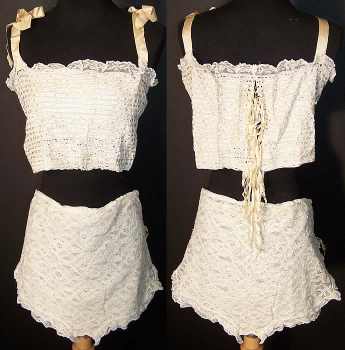 Vintage Lace Brassiere Bra Tap Panties Lingerie Lot  Front view.