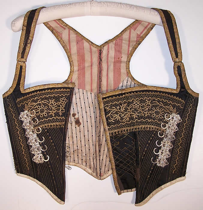 Antique Alsace France Folk Costume Corset Corselet Vest Close up.