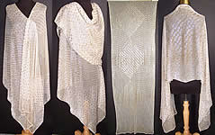 Art Deco Antique Egyptian Ecru Net Scarf 