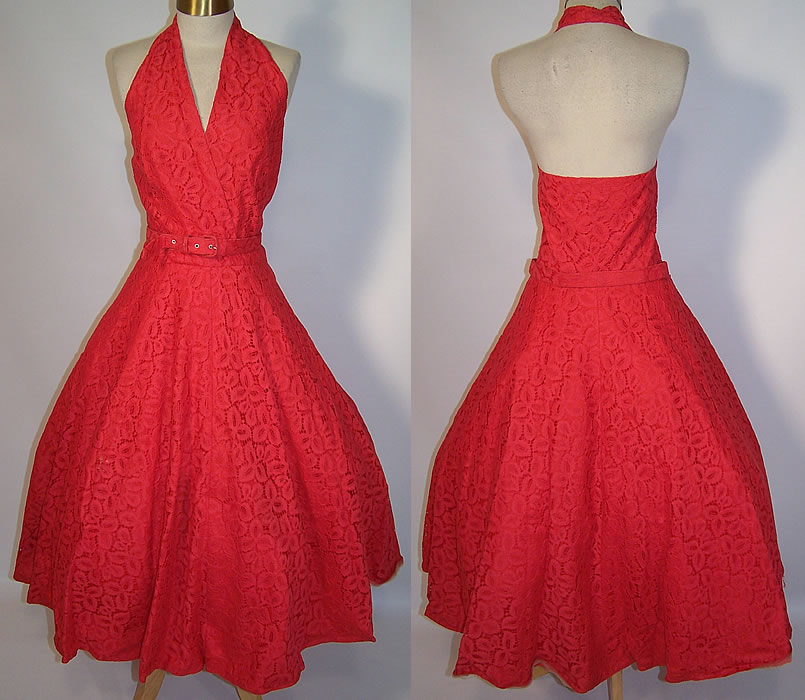 red vintage halter dress