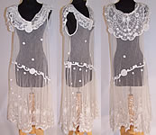 1920s White Net Princess Tape Lace Drop Waist Wedding Dress