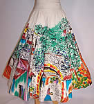 Vintage Tel-Art Figural Village Scene Hand Painted Mexican Circle Skirt 