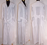 Edwardian 1910 Women's White Linen Embroidered Belted Long Duster Coat