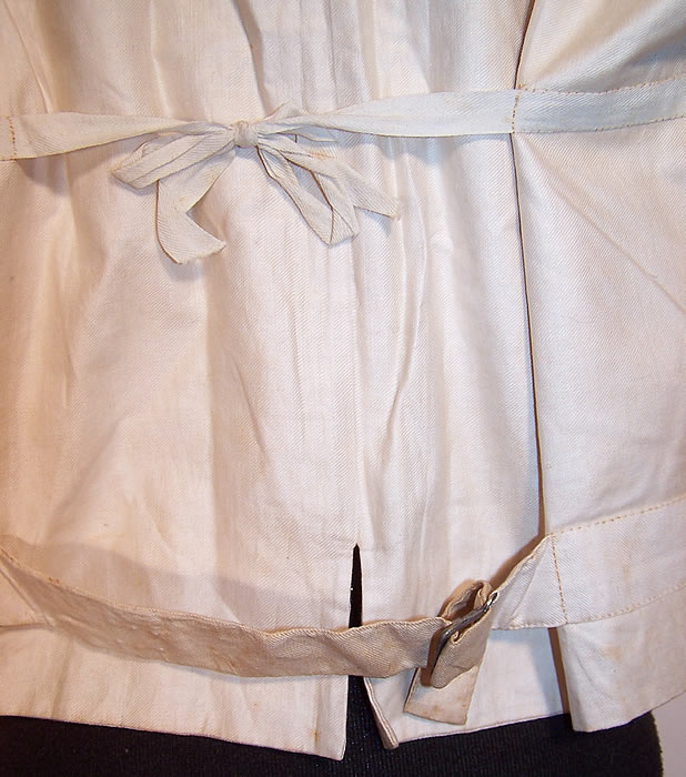 Victorian Gentlemen's White Silver Brocade Wedding Waistcoat Vest back view close up