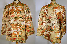 Vintage Maui Sportswear Hawaii Japanese Crane Gold Silk Lamé Obi Jacket 