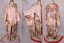 Vintage Japanese Crane Silk Brocade Pine Embroidered Uchikake Wedding Kimono