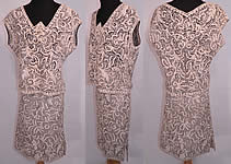 Vintage Italy Black Net Cream Soutache Embroidered Lace Dress Blouse & Skirt Set. 