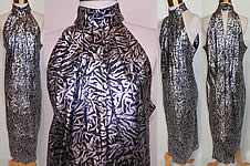 Vintage Tadmor For Daniel D'niver Made in Israel Silver & Black Painted Leather Halter Dress