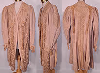 Vintage Edwardian Ecru Camel Color Wool Lace Tassel Trim Titanic Traveling Coat. 