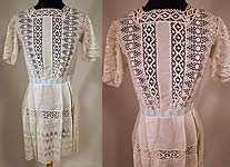 Victorian White Cotton Broderie Anglaise Eyelet Embroidery Cutwork Lace Girls Dress
