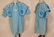 Vintage Edwardian Blue Embroidered Soutache Braided Trim Child Girls Winter Coat
