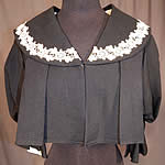Victorian Box Pleat Black Wool White Lace Bolero Spencer Jacket Cropped Top
