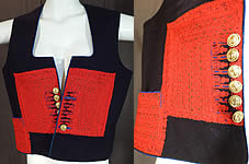 Vintage Antique Macedonian Folk Costume Embroidered Woolen Vest Top
