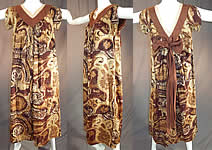 Vintage Watumulls Leilani Hawaii Indonesian Batik Print Gold Cotton MuuMuu Dress
