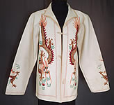 Vintage Chinese Dragon Tiny Seed Stitch Embroidery White Wool Winter Coat Jacket
