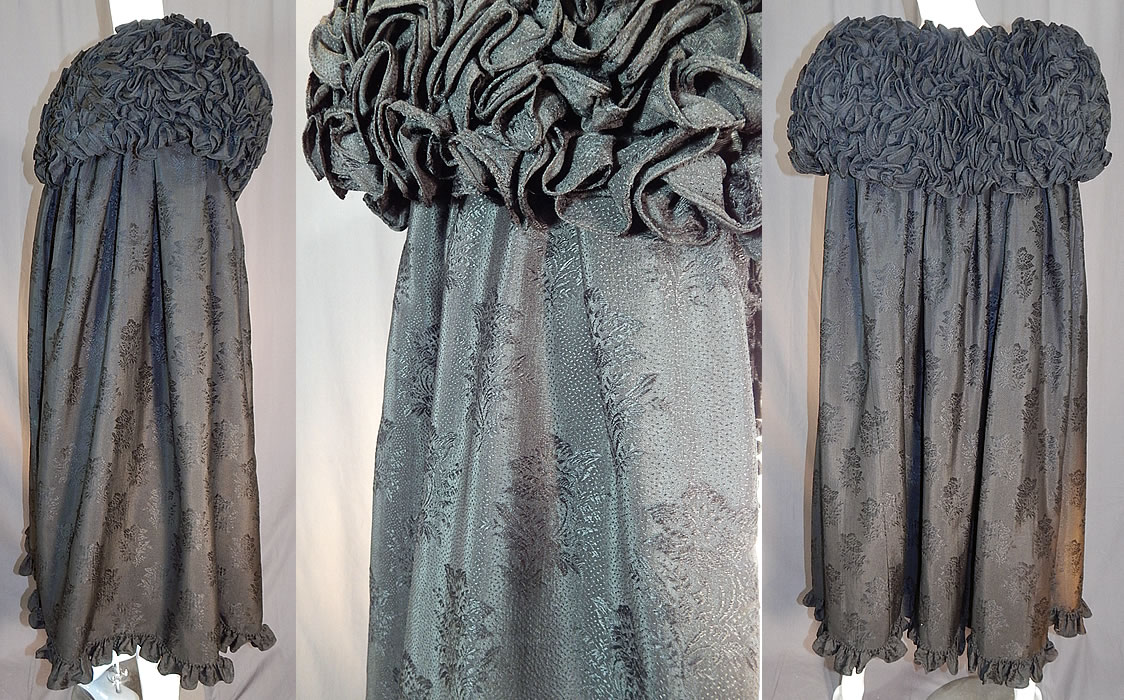 Victorian Black Silk Wool Damask Weave Large Ruffle Collar Cloak Cape
It has wonderful workmanship and detail, creating a very dramatic look and is quite heavy perfect for winter warmth. 