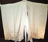 Vintage Japanese Silk Drawn Work Embroidered Floral Butterfly Shawl Scarf Stole
