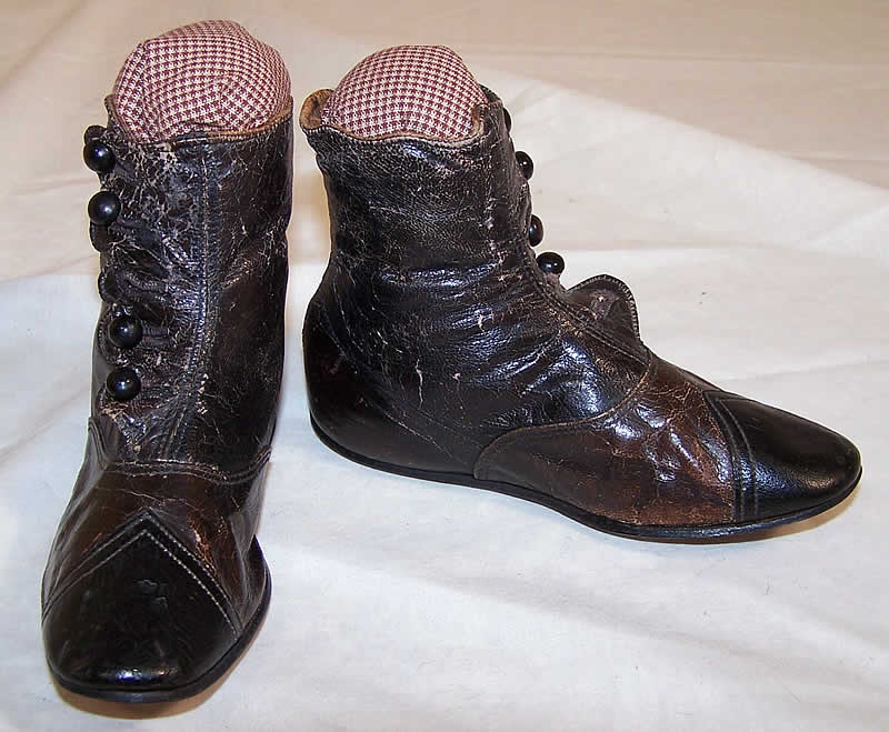 Victorian Brown & Black Button Baby Boots  