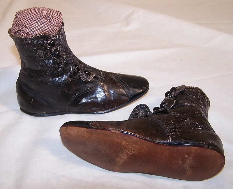 Victorian Brown & Black Button Baby Boots  